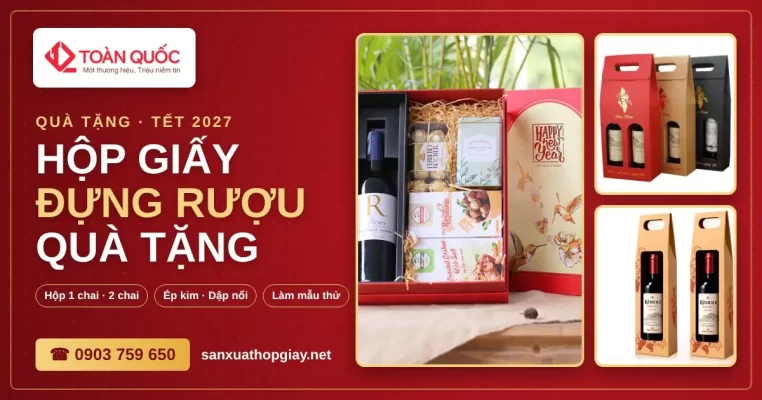 Hộp giấy đựng rượu quà tặng in logo theo yêu cầu